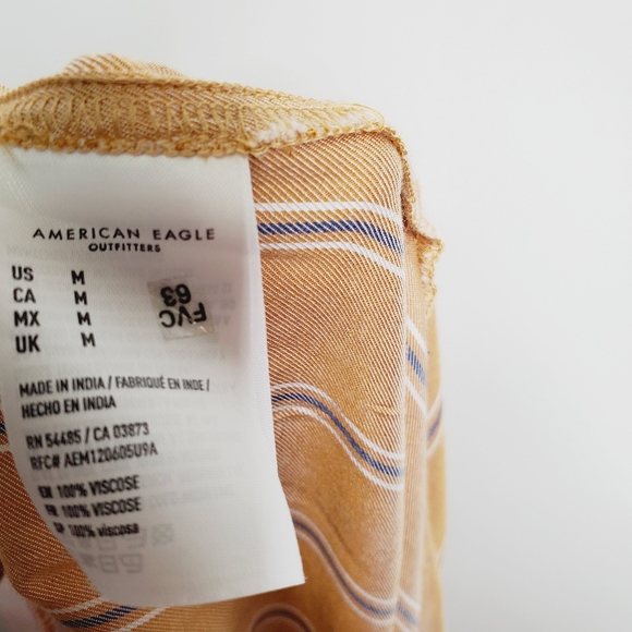NWT AMERICAN EAGLE Tan Striped High Waisted Pull On Viscose Shorts Size Medium - Picture 6 of 6